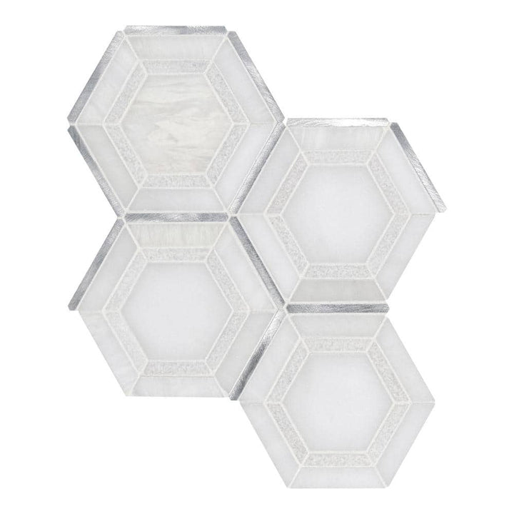 MSI Medici Silver Pattern 10.83 in. x 12.44 in. x 8mm Stone Metal Blend Mesh Mounted Mosaic Tile (9.4 sq. ft/Case)