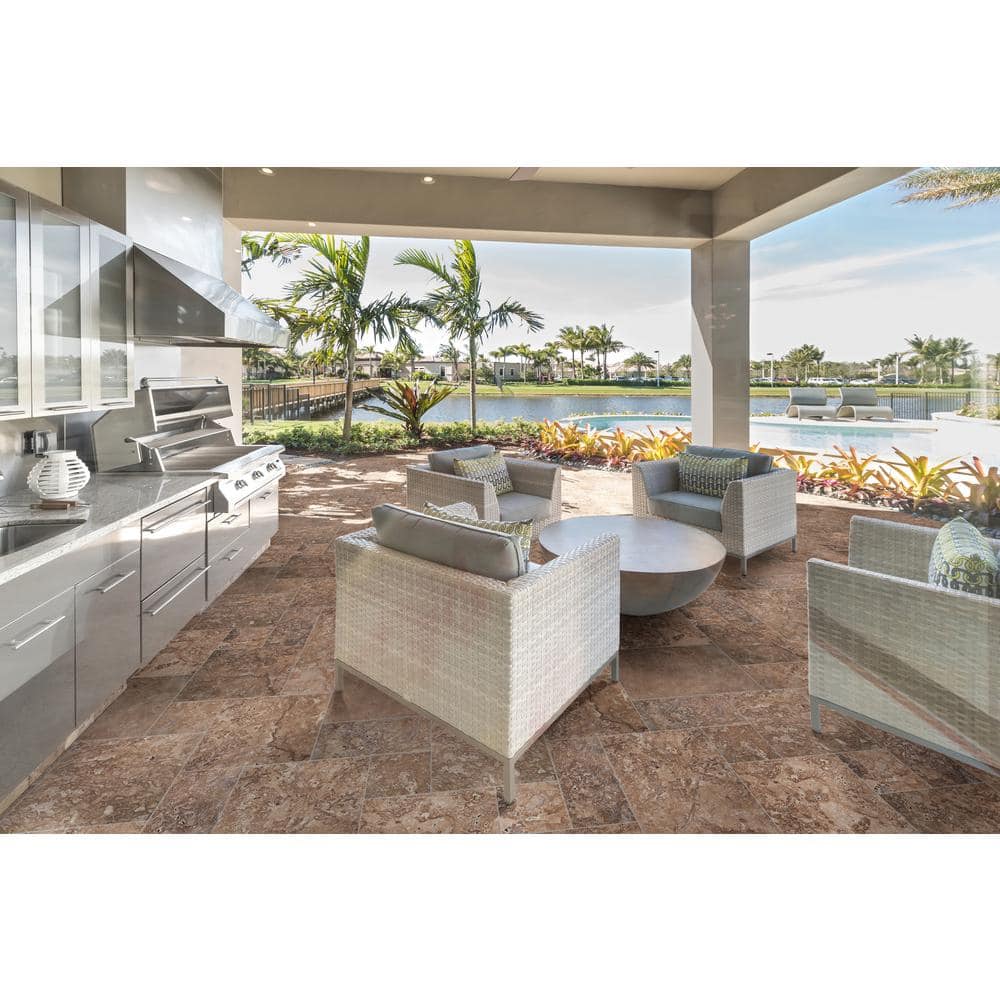 MSI Mediterranean Walnut Pattern 24 in. x 24 in. x 0.39 in. Honed Travertine Floor and Wall Tile (80 sq. ft./pallet)