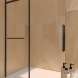MEDUNJESS Aaby 56-60 in. W x 76 in. H Sliding Frameless Shower Door in Matte Black with 5/16 in. (8mm) Clear Glass
