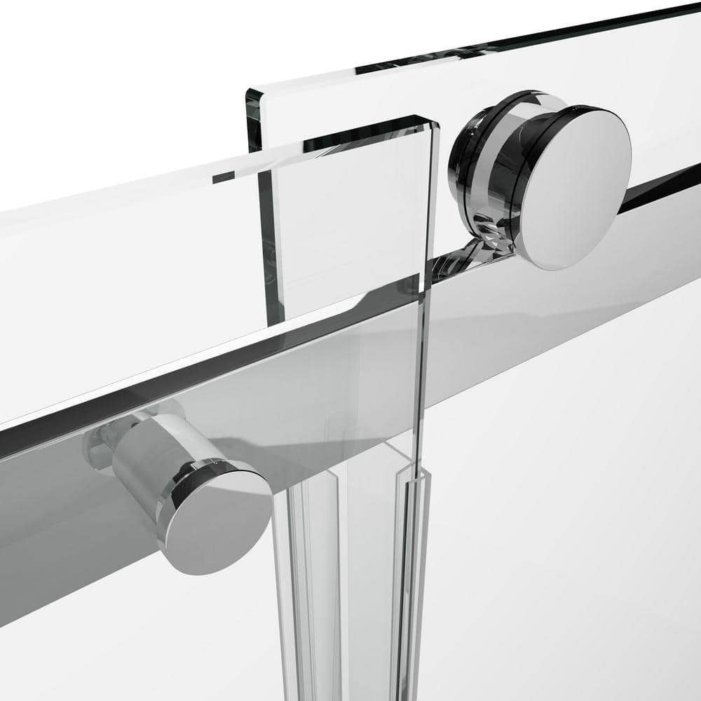 MEDUNJESS Aaby 56-60 in. W x 76 in. H Sliding Frameless Shower Door in Nickel with 5/16 in. (8 mm) Clear Glass