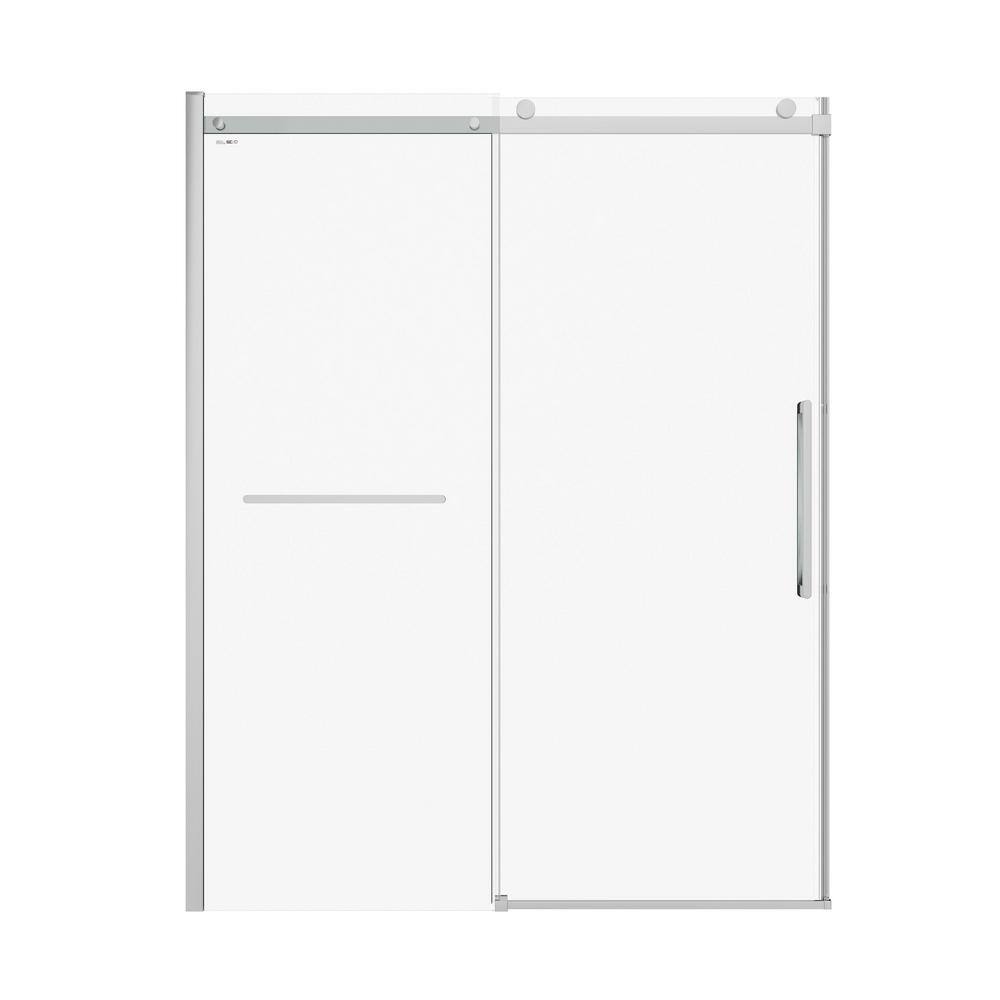 MEDUNJESS Aaby 56-60 in. W x 76 in. H Sliding Frameless Shower Door in Nickel with 5/16 in. (8 mm) Clear Glass