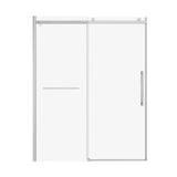 MEDUNJESS Aaby 56-60 in. W x 76 in. H Sliding Frameless Shower Door in Nickel with 5/16 in. (8 mm) Clear Glass