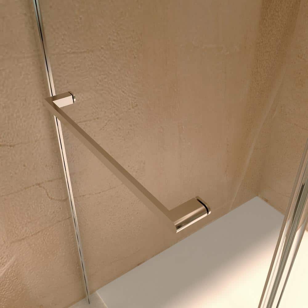 MEDUNJESS Aaby 56-60 in. W x 76 in. H Sliding Frameless Shower Door in Nickel with 5/16 in. (8 mm) Clear Glass