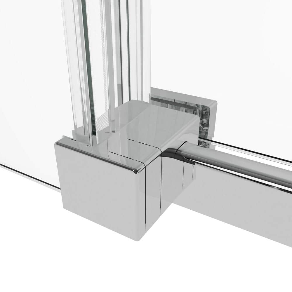 MEDUNJESS Aaby 56-60 in. W x 76 in. H Sliding Frameless Shower Door in Nickel with 5/16 in. (8 mm) Clear Glass