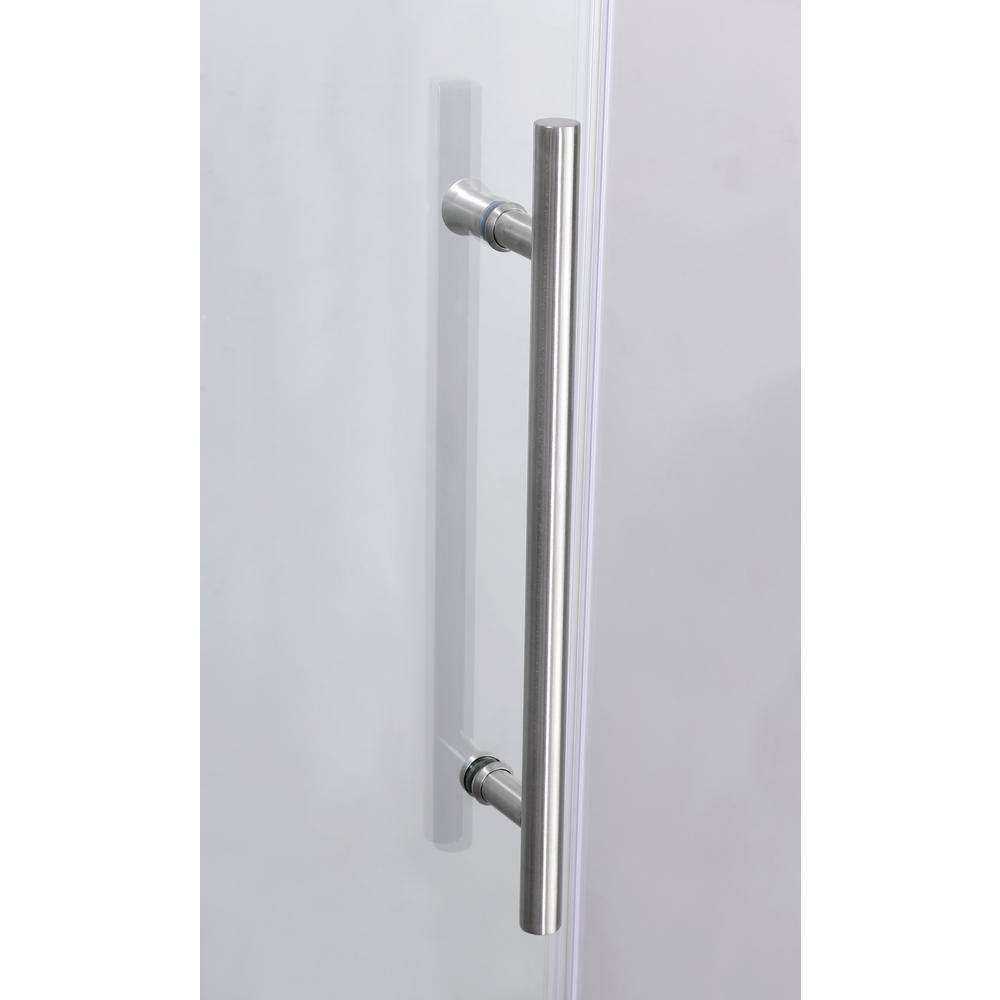 MEDUNJESS BradF 60 in. W x 76 in. H Sliding Frameless Shower Door in Brushed Nickel with 3/8 in. (10mm) Tempered Clear Glass