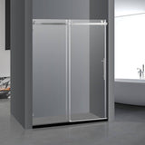 MEDUNJESS BradF 60 in. W x 76 in. H Sliding Frameless Shower Door in Brushed Nickel with 3/8 in. (10mm) Tempered Clear Glass