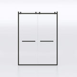 MEDUNJESS BradF 60 in. W x 76 in. H Sliding Semi-Frameless Shower Door in Matte Black with 3/8 in. (10mm) Tempered Clear Glass