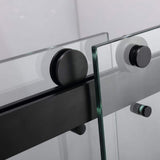 MEDUNJESS BradF 60 in. W x 76 in. H Sliding Semi-Frameless Shower Door in Matte Black with 3/8 in. (10mm) Tempered Clear Glass