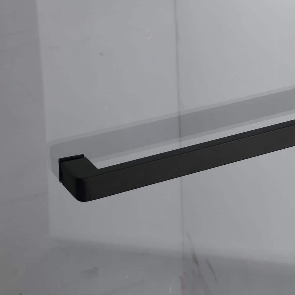 MEDUNJESS BradF 60 in. W x 76 in. H Sliding Semi-Frameless Shower Door in Matte Black with 3/8 in. (10mm) Tempered Clear Glass