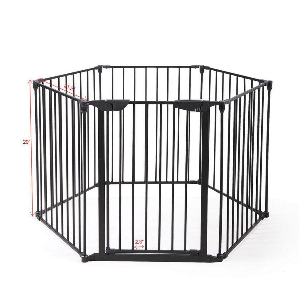 0.6 in. D x 22.04 in. W x 2.42 ft. H Black Metal Fence Rail (All Width 146.46 in.) (6-Piece)