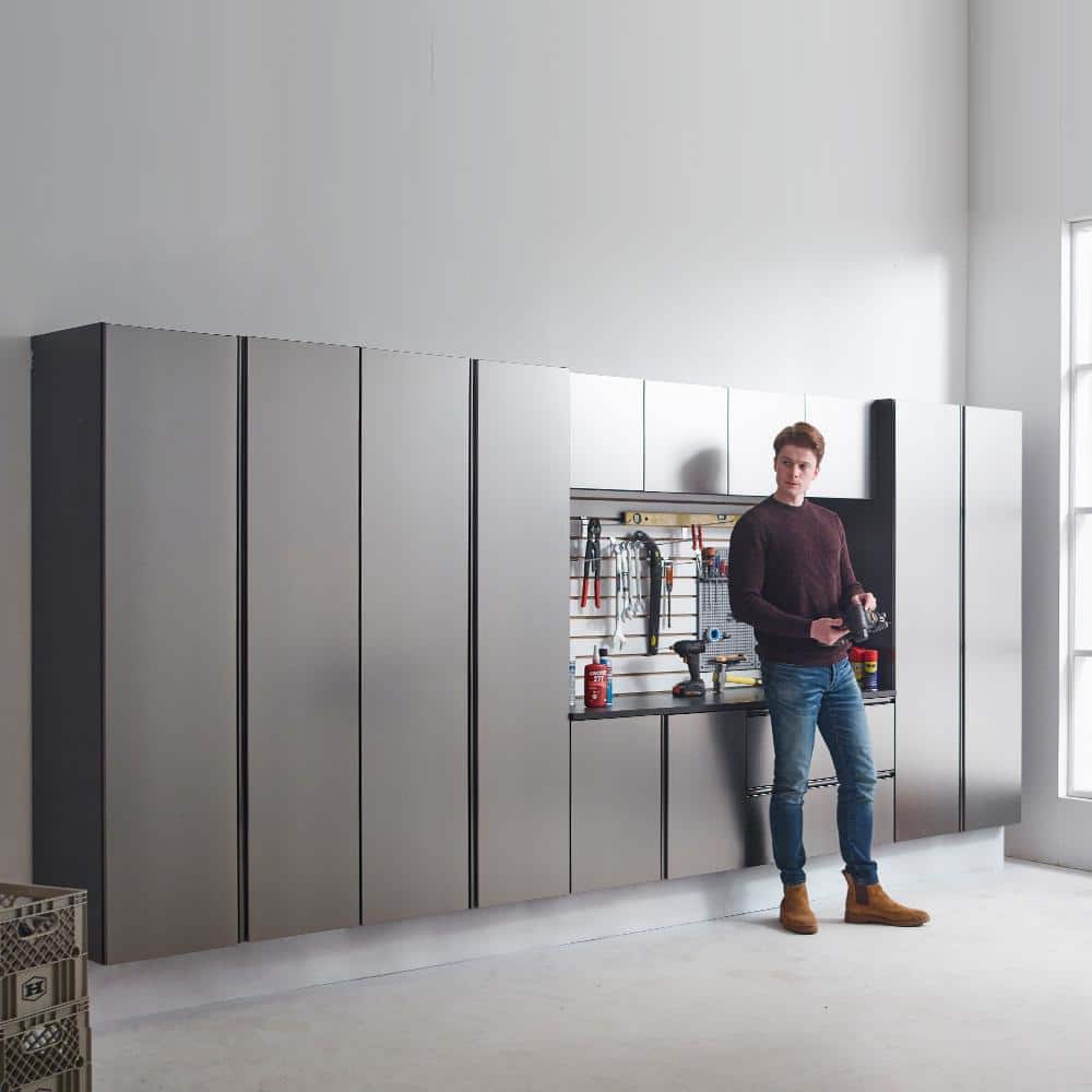 Klair Living Nova Series Wood Base Door Wall Mounted Garage Cabinet in Metallic Gray (32 in W x 24 in. H x 20 in D)