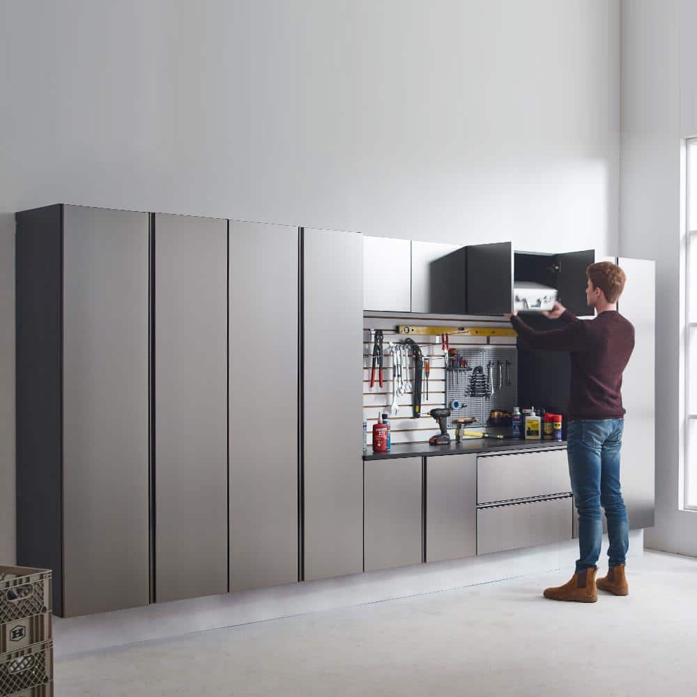 Klair Living Nova Series Wood Base Door Wall Mounted Garage Cabinet in Metallic Gray (32 in W x 24 in. H x 20 in D)