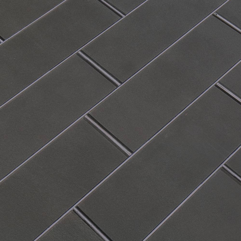 MSI Metallic 4 in. x 12 in. Glossy Glass Gray Subway Tile (5 sq. ft. / case)