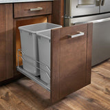 Rev-A-Shelf 27-Quart Double Pull-Out Trash Can with Soft-Close Slides, Steel Frame