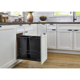Rev-A-Shelf 27-Quart Double Pull-Out Trash Can with Soft-Close Slides, Steel Frame