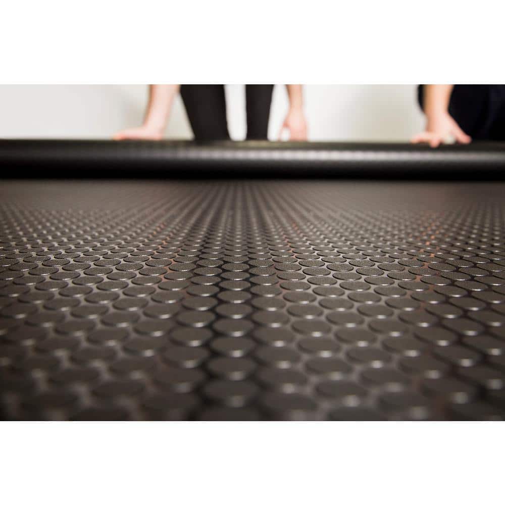 G-Floor Small Coin 10 ft. x 24 ft. Midnight Black Commercial Grade Vinyl Garage Flooring Cover and Protector