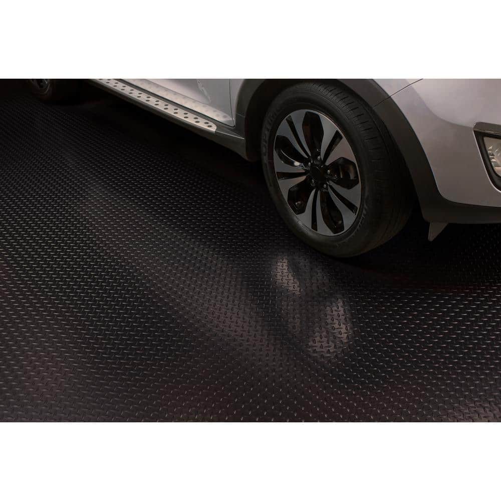 G-Floor Diamond Tread 10 ft. x 24 ft. Midnight Black Commercial Grade Vinyl Garage Flooring Cover and Protector