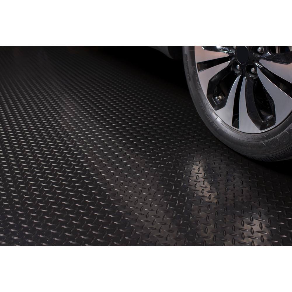 G-Floor Diamond Tread 7.5 ft. x 17 ft. Midnight Black Commercial Grade Vinyl Garage Flooring Cover and Protector