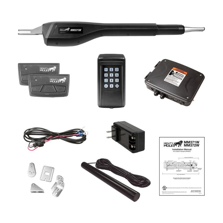 Mighty Mule Medium Duty Single Swing Gate Opener Access Combo Kit Smart and Solar Capable