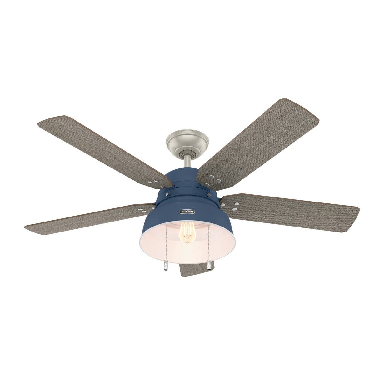 Hunter Mill Valley 52-in Matte Black LED Indoor/Outdoor Flush Mount Ceiling Fan (5-Blade)