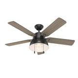 Hunter Mill Valley 52-in Matte Black LED Indoor/Outdoor Flush Mount Ceiling Fan (5-Blade)