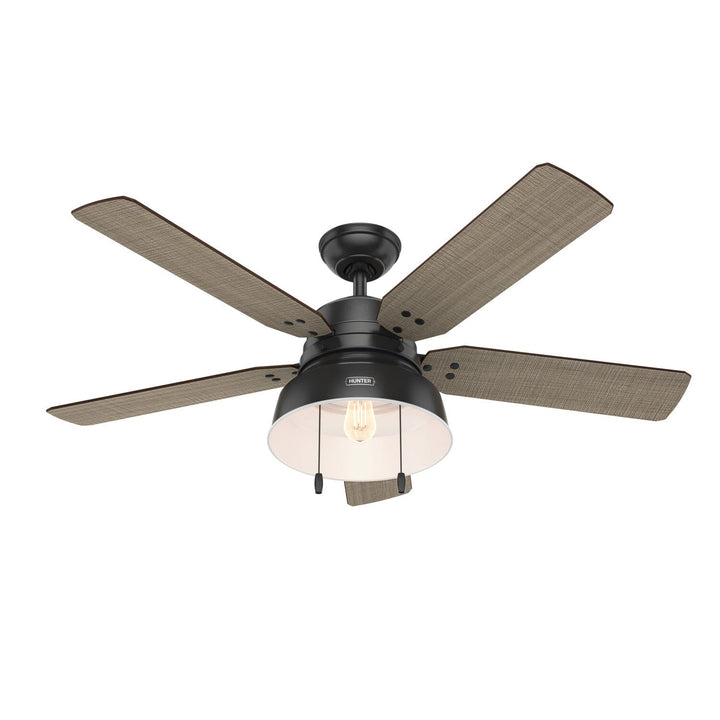 Hunter Mill Valley 52-in Matte Silver LED Indoor/Outdoor Ceiling Fan with Light Kit (5-Blade)