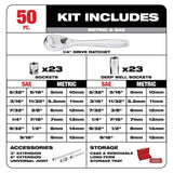 Milwaukee 1/4 in. Drive SAE/Metric Ratchet, Socket & Combination Ratcheting Wrench Mechanics Tool Set (64-Piece)