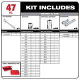 Milwaukee 1/2 in. Drive SAE/Metric Mechanics Tool Set (47-Piece) with PACKOUT 2-Drawer Tool Box