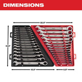 Milwaukee SAE Combination Ratcheting Wrench Set (15-Piece) with PACKOUT 22 in. Tool Box