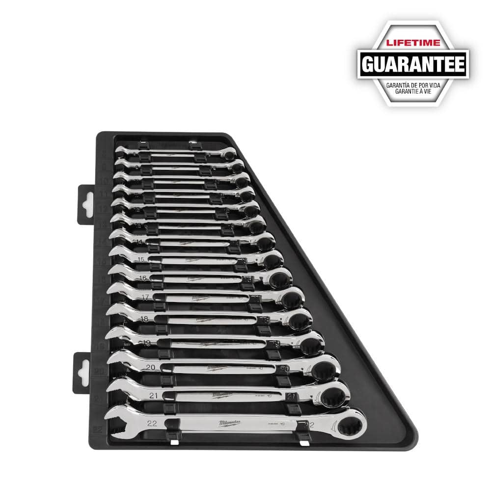 Milwaukee SAE/Metric Combination Ratcheting Wrench Set with Metric Flex-Head Ratcheting Wrench Set, 45-Piece (48-22-9416/48-22-9516SB)