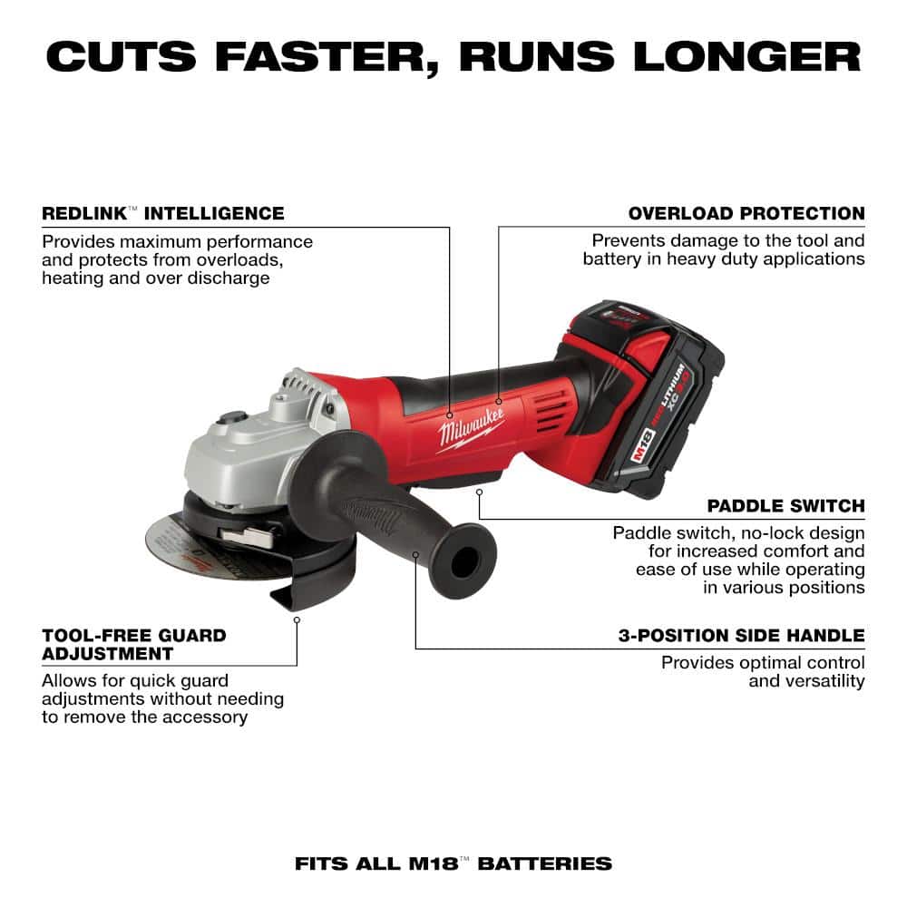 Milwaukee 2680-20 M18 18V 4-1/2 in. Cordless Angle Grinder – Bare Tool