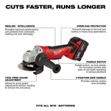 Milwaukee M18 18-Volt Lithium-Ion Cordless 4-1/2 in. Cut-Off/Angle Grinder Kit with (2) 3.0Ah Batteries, Charger & Tool Bag