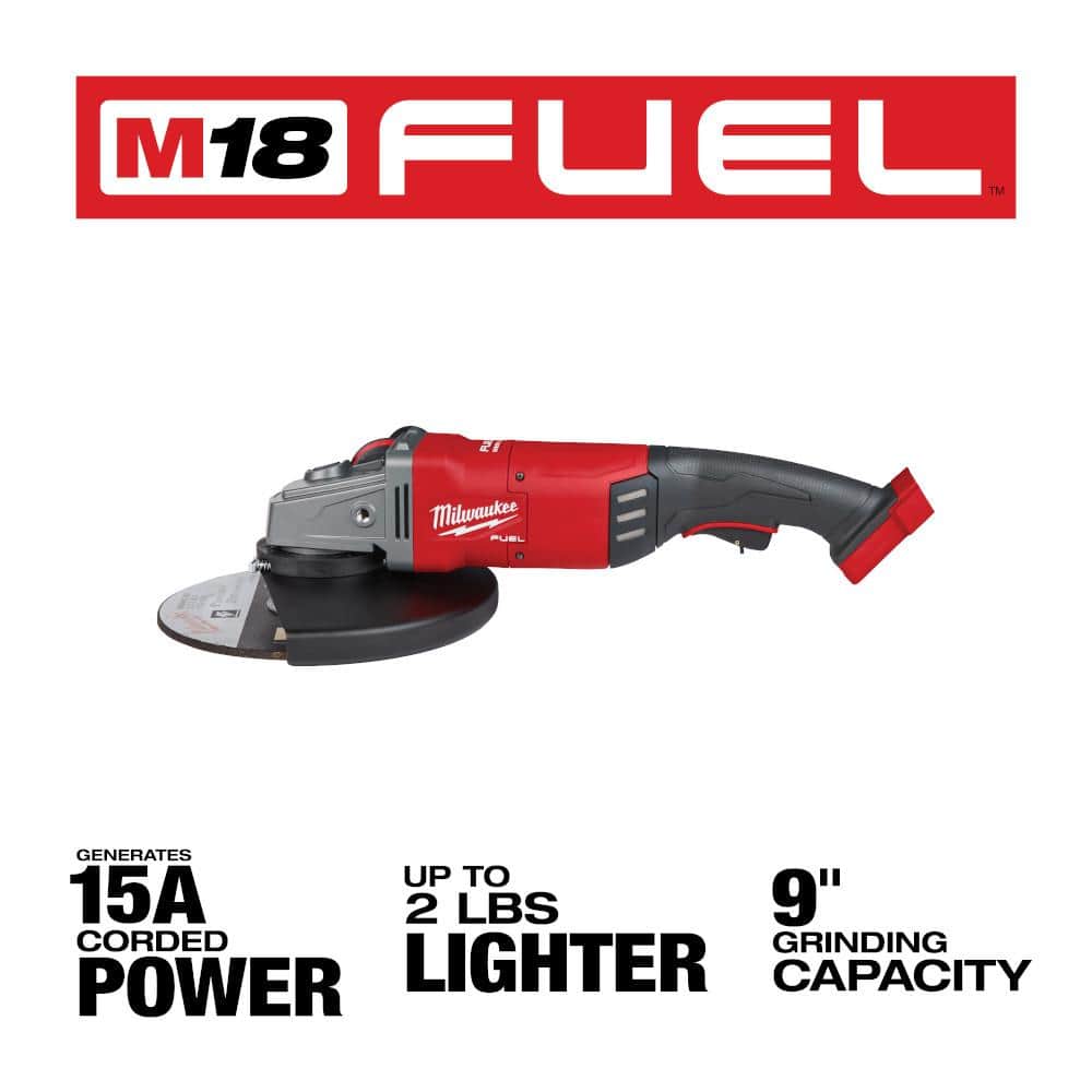Milwaukee M18 FUEL 18-Volt Brushless Cordless 7/9 in. Large Angle Grinder Kit with (1) 12.0Ah Battery, Rapid Charger & Bag