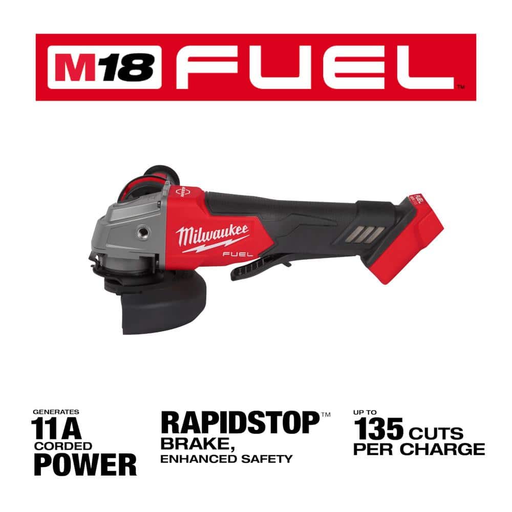 Milwaukee M18 FUEL 18-Volt Lithium-Ion Brushless 4-1/2 in./5 in. Angle Grinder Kit, Paddle Switch No-Lock with 4-1/2 in. Diamond Blade