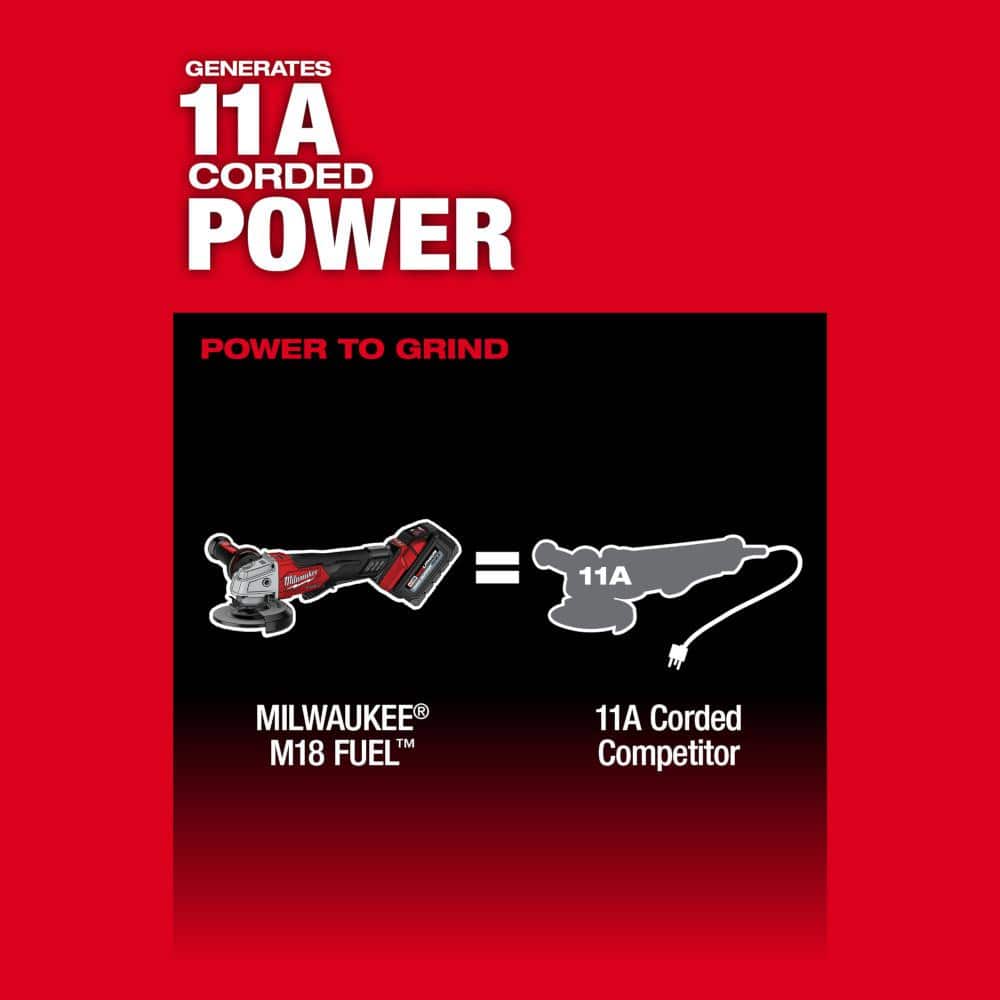 Milwaukee M18 FUEL 18V Brushless Cordless 4-1/2–5 in. Grinder Paddle Switch Kit + 1/2 in. Impact Wrench, 2 Batteries