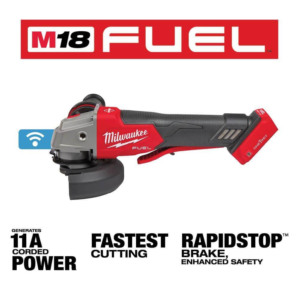 Milwaukee M18 FUEL 18-Volt Lithium-Ion Brushless Cordless 4-1/2 in. to 5 in. Braking Angle Grinder (Tool-Only)