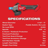 Milwaukee M18 FUEL 18-Volt Lithium-Ion Brushless Cordless 4-1/2 in. to 5 in. Braking Angle Grinder (Tool-Only)