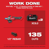 Milwaukee M18 FUEL 18V Lithium‑Ion Brushless Cordless 4-1/2 in./5 in. Braking Grinder Kit w/ Paddle Switch, (3) 6.0Ah Batteries