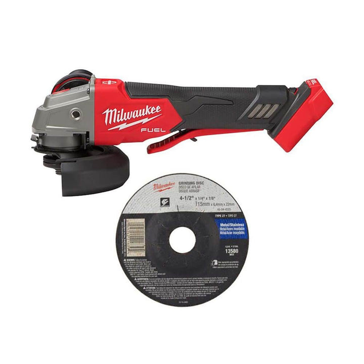 Milwaukee M18 FUEL 18-Volt Brushless Cordless 4-1/2 in./5 in. Angle Grinder with Paddle Switch and Wheel (Tool-Only)
