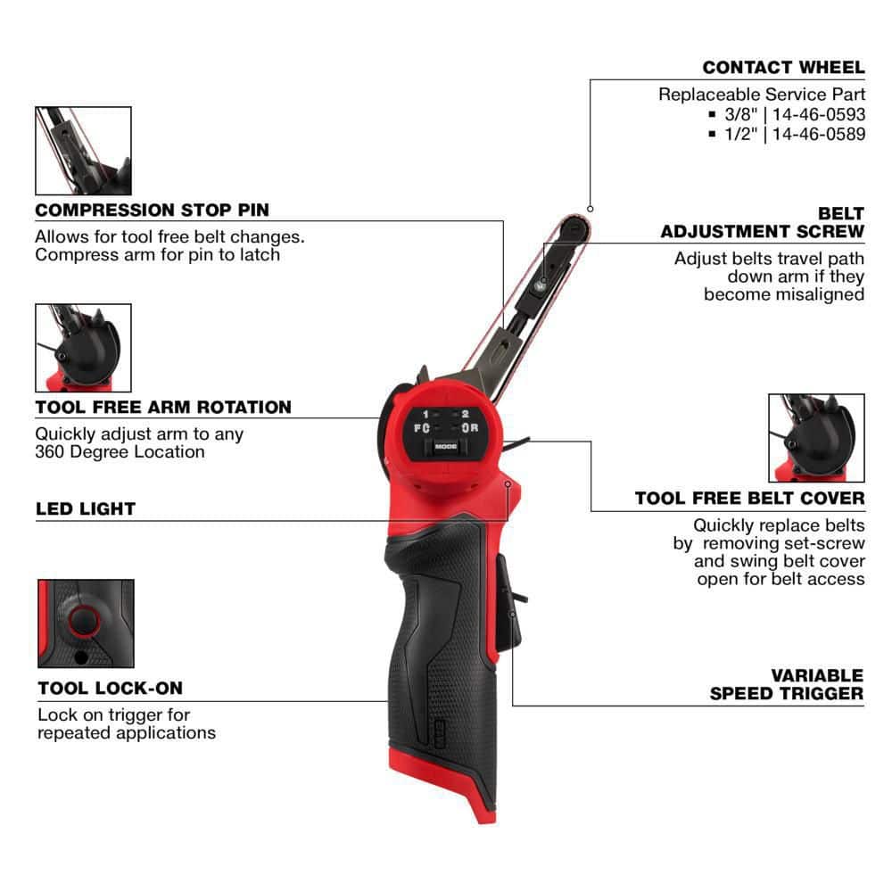 Milwaukee M12 FUEL 12-Volt Lithium-Ion Brushless Cordless 3/8 in. x 13 in. Bandfile with M12 2-Tool Combo Kit