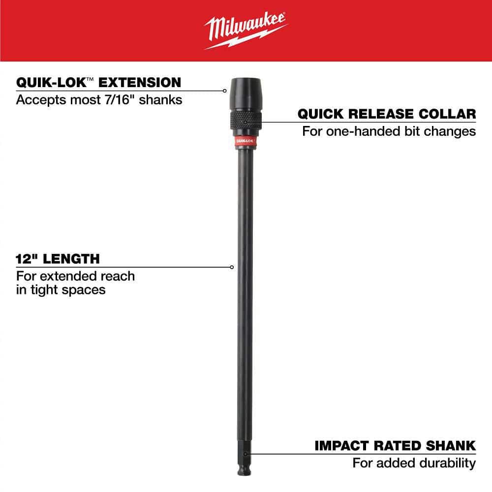 Milwaukee 12 in. x 7/16 in. QUIK-LOK Universal Extension Bit, Impact-Rated