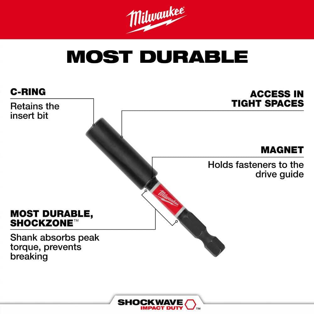 Milwaukee SHOCKWAVE Impact Duty 6 in. Magnetic Bit Holder, 1/4 in. Hex