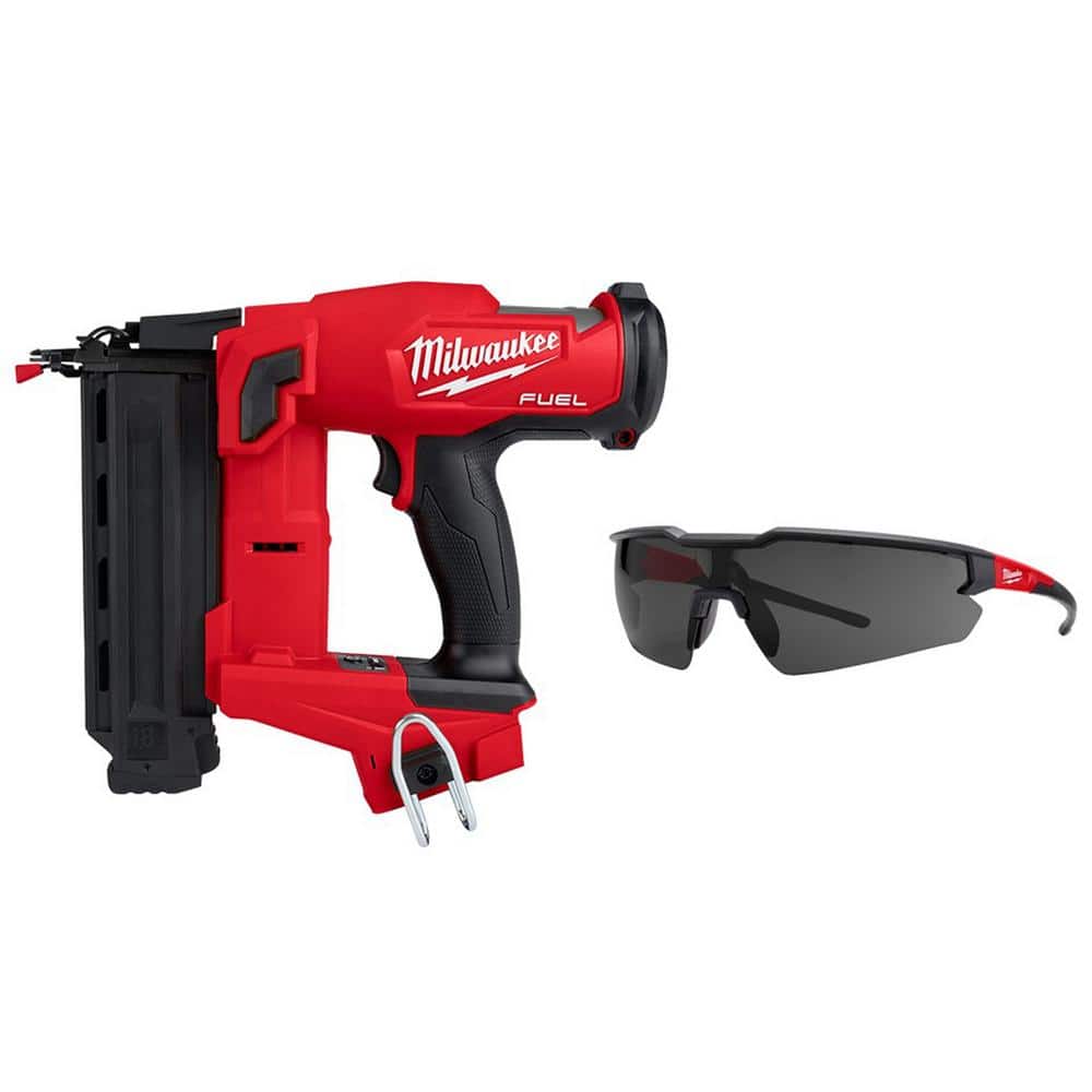 Milwaukee M18 FUEL Gen II 18‑Gauge Brad Nailer, 18-Volt Brushless Cordless with Clear Performance Safety Glasses