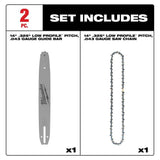 Milwaukee 14 in. Chainsaw Bar & Chain Combo, .325 in. Low Profile Pitch, .043 in. Gauge