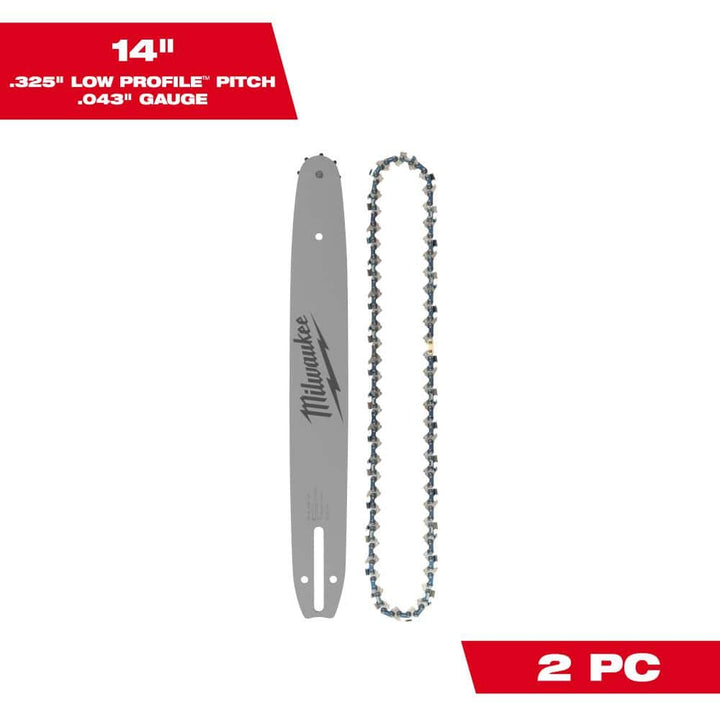 Milwaukee 14 in. Chainsaw Bar & Chain Combo, .325 in. Low Profile Pitch, .043 in. Gauge