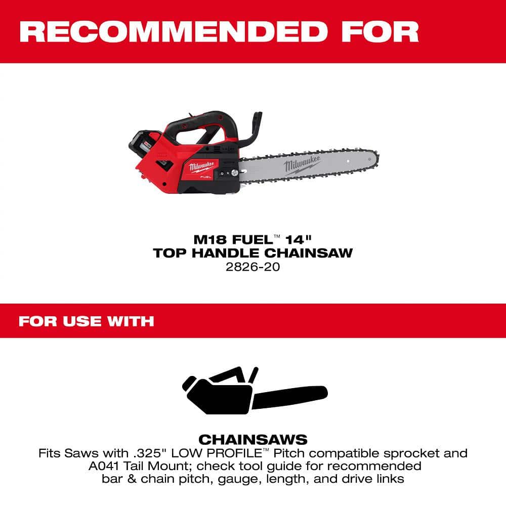Milwaukee 14 in. Chainsaw Bar & Chain Combo, .325 in. Low Profile Pitch, .043 in. Gauge