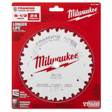 Milwaukee 6-1/2 in. x 24-Tooth Carbide Framing Circular Saw Blade (2-Pack)