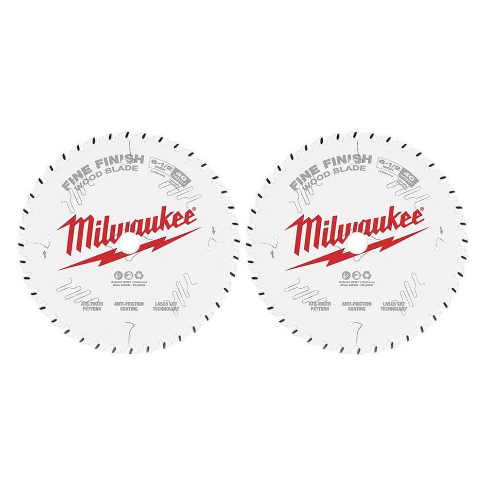 Milwaukee 6-1/2 in. Fine Finish Circular Saw Blade, 40-Tooth (2-Pack)