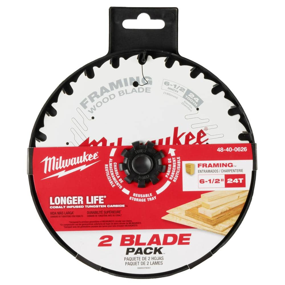 Milwaukee 6-1/2 in. x 24-Tooth Framing Circular Saw Blade (2-Pack)