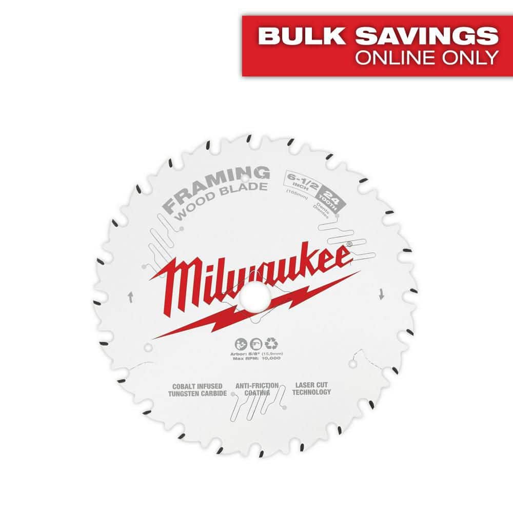 Milwaukee 6-1/2 in. x 24-Tooth Framing Circular Saw Blade, 5/8 in. Arbor